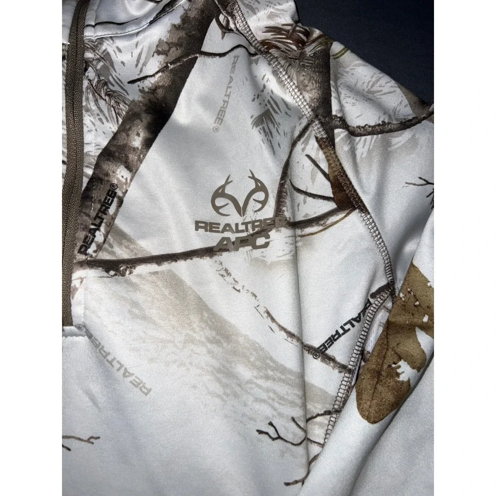 Realtree APC Mens Quarter Zip Camo Performance Pullover White Snow Camouflage L